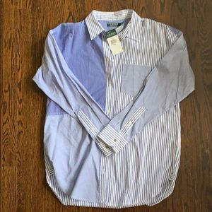 Patchwork stripe buttondown lauren RL shirt  M